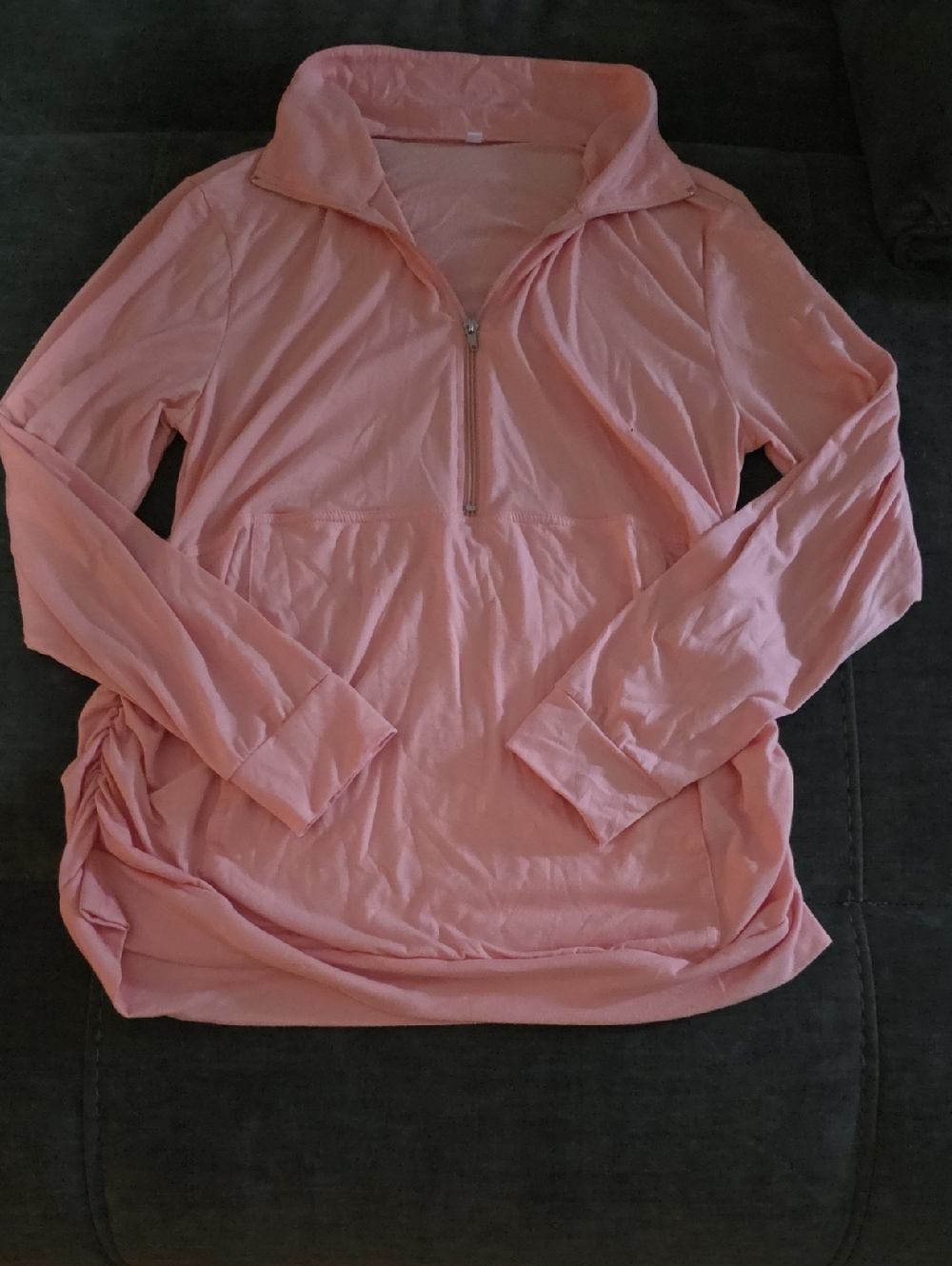 Light Pink Half-Zip Light Weight Maternity Shirt